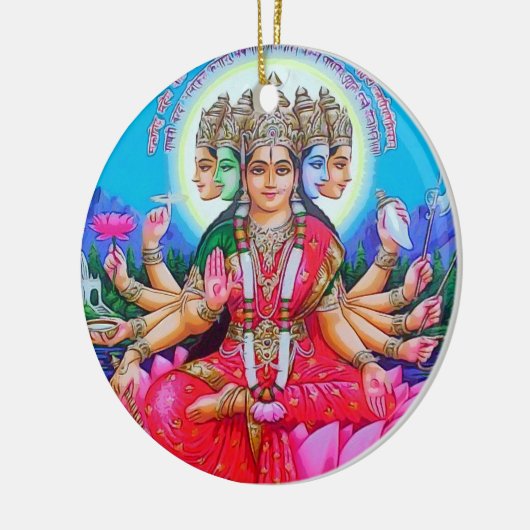 Deity van Gayatri Devi van de godin Keramisch Ornament (Links)