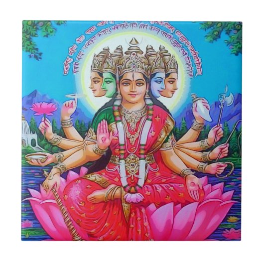 Deity van Gayatri Devi van de godin Tegeltje (Voorkant)