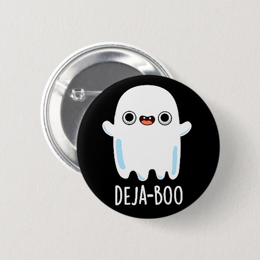 Deja Boo Funny Ghost Pun Dark BG Ronde Button 5,7 Cm (Voorkant /achterkant)