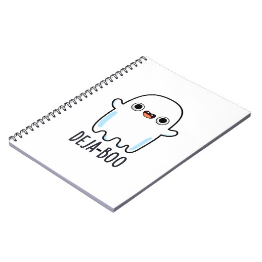 Deja Boo Schattige Halloween Geest Strakke Uitdruk Notitieboek (Linkerzijde)