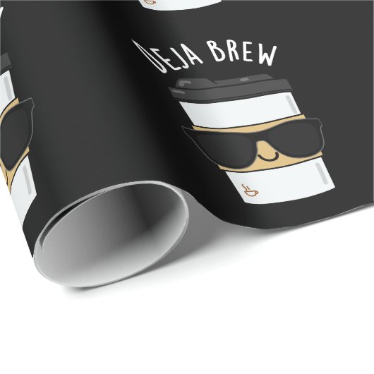 Deja Brew Funny Coffee Pun Dark BG Cadeaupapier (Rol Hoek)