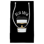 Deja Brew Funny Coffee Pun Dark BG Klein Cadeauzakje (Voorkant)