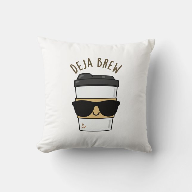 Deja Brew Funny Coffee Pun Kussen (Voorkant)