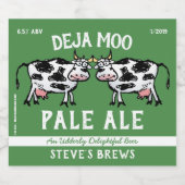 Deja Moo Funny Koe Bier Etiket (Enkel label)