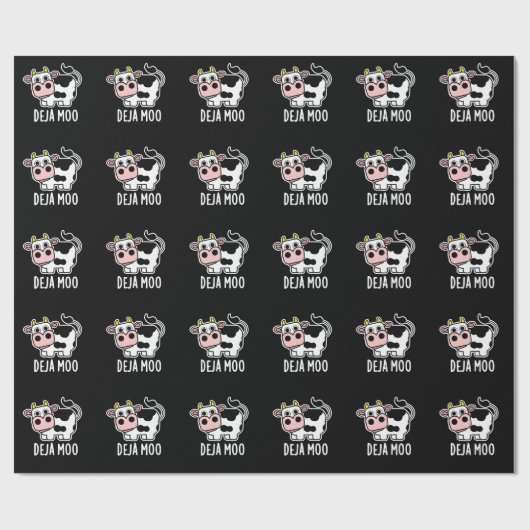 Deja Moo Funny Koe Pun Dark BG Cadeaupapier (Vlak)