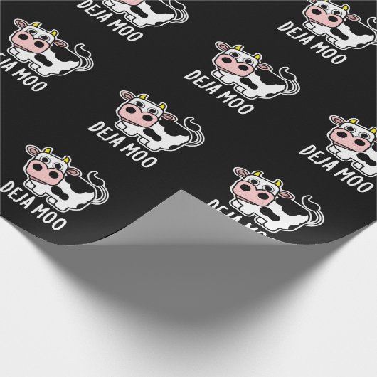 Deja Moo Funny Koe Pun Dark BG Cadeaupapier