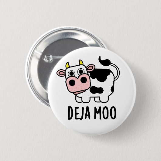 Deja Moo Funny Koe Pun Ronde Button 5,7 Cm (Voorkant /achterkant)