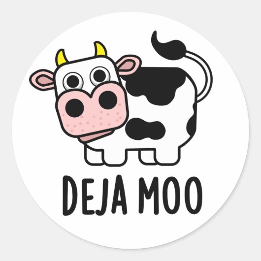Deja Moo Funny Koe Pun Ronde Sticker (Voorkant)