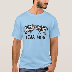 Deja Moo Grappige Koe Cartoon Illustratie T-shirt