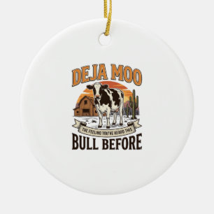 Deja Moo Grappige Koe Western Vintage Shirt Ontwer Keramisch Ornament
