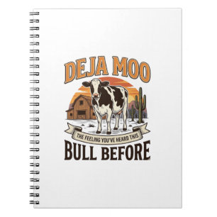 Deja Moo Grappige Koe Western Vintage Shirt Ontwer Notitieboek