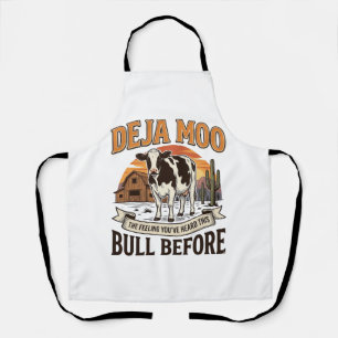 Deja Moo Grappige Koe Western Vintage Shirt Ontwer Schort