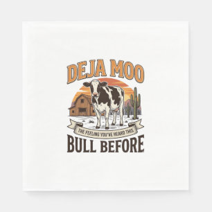 Deja Moo Grappige Koe Western Vintage Shirt Ontwer Servet