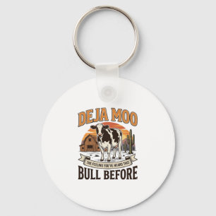 Deja Moo Grappige Koe Western Vintage Shirt Ontwer Sleutelhanger