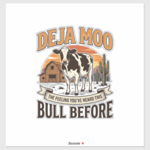 Deja Moo Grappige Koe Western Vintage Shirt Ontwer Sticker