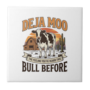 Deja Moo Grappige Koe Western Vintage Shirt Ontwer Tegeltje
