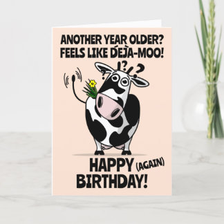DeJa-Moo! Schattigee Cartoon Koe Happy Birthday Kaart
