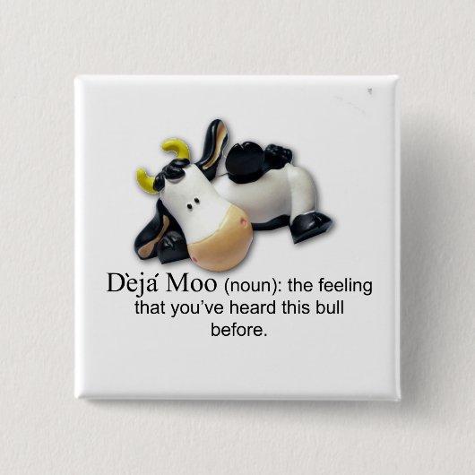 Deja Moo Vierkante Button 5,1 Cm (Voorkant)