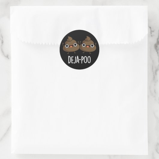 Deja Poo Funny Double Poop Pun Dark BG Ronde Sticker (Tas)