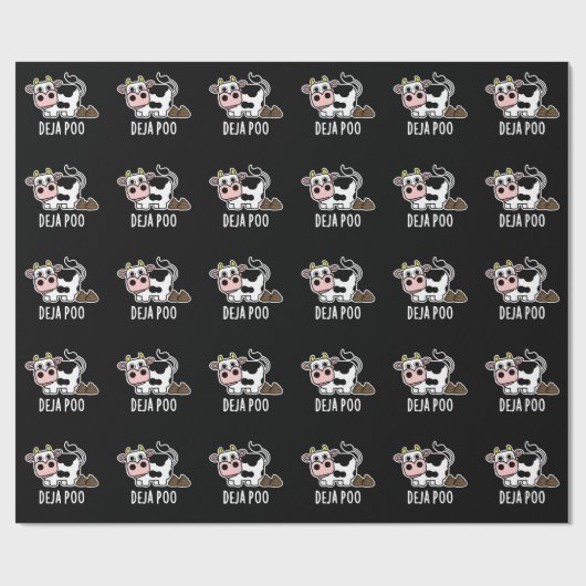 Deja Poo Funny Koe Poop Pun Dark BG Cadeaupapier (Vlak)