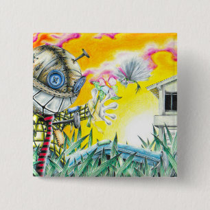 Deja Vudoo - Cute Colorful Pin Cushion Doll Art Vierkante Button 5,1 Cm