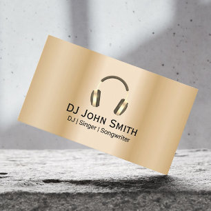 Dejay DJ Headphones Logo Moderne Gold Visitekaartje