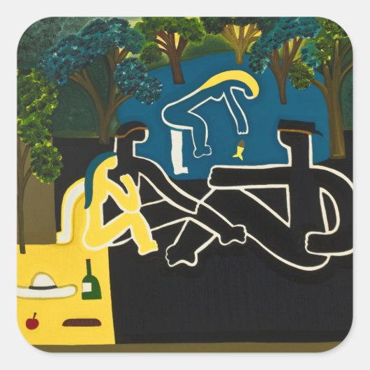 Dejeuner sur l'herbe vierkante sticker (Voorkant)