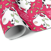 DEK DE HALLEN MET KOEIEN EN HOLLY (red) Boynton Cadeaupapier (Rol Hoek)