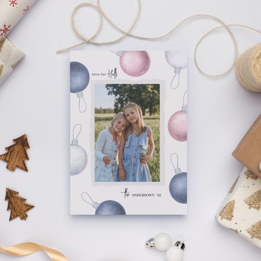 Dek de Halls Bauble Fotokerst Feestdagenkaart