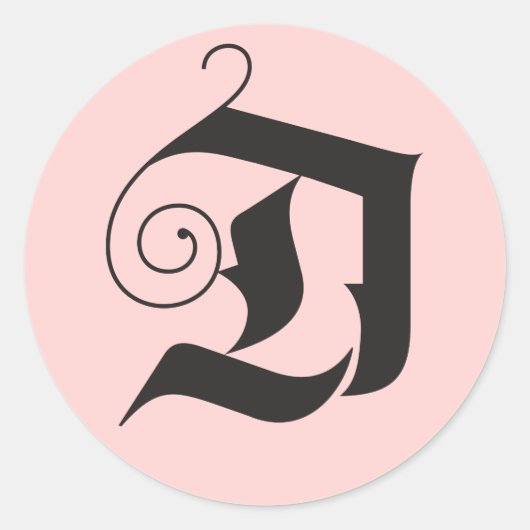 Dek de Halls Modern D Monogram roze zwart Ronde Sticker (Voorkant)
