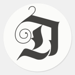 Dek de Halls Modern Lettering Monogram Black Ronde Sticker