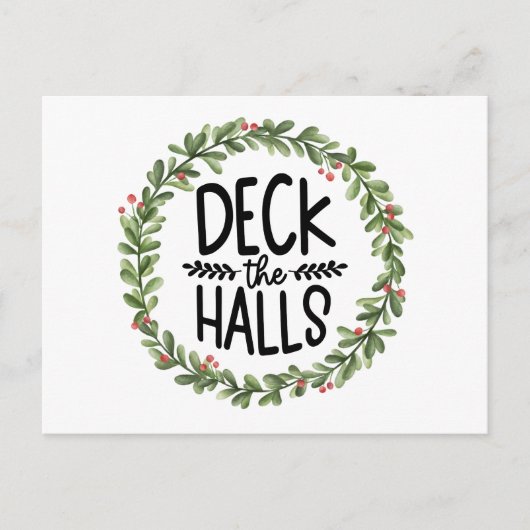 Dek de Halls Waterverf Wreath Feestdagenkaart (Voorkant)