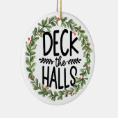 Dek de Halls Waterverf Wreath Keramisch Ornament (Rechts)