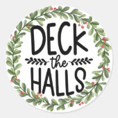 Dek de Halls Waterverf Wreath Ronde Sticker (Voorkant)