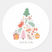 Dek de kerstboomdecoratie in de zalen ronde sticker (Voorkant)