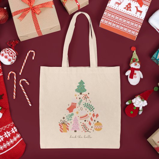Dek de kerstboomdecoratie in de zalen tote bag