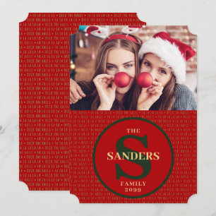 Dek de Monogrammed Holiday Foto van de Halls Feestdagenkaart