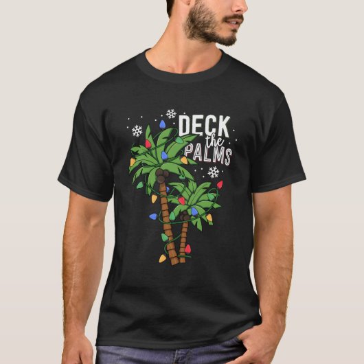 Dek de palmen tropische Hawaii palmboom lichten T-shirt (Voorkant)