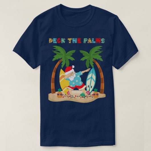Dek de Palms Dabbing Santa - het Tropische strand  T-shirt (Design voorkant)