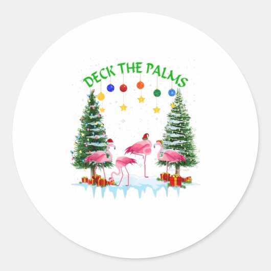 Dek de Palms Merry Flamingo Kerstmis Ronde Sticker (Voorkant)
