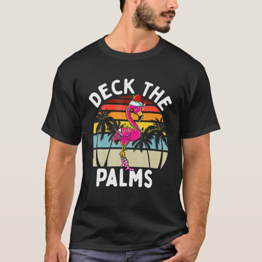 Dek de palms met Kerstmis met Tropische palm Tr T-shirt (Voorkant)