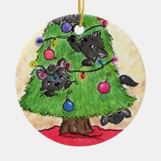 Dek de Paws-Cats in de kerstboom Keramisch Ornament (Voorkant)