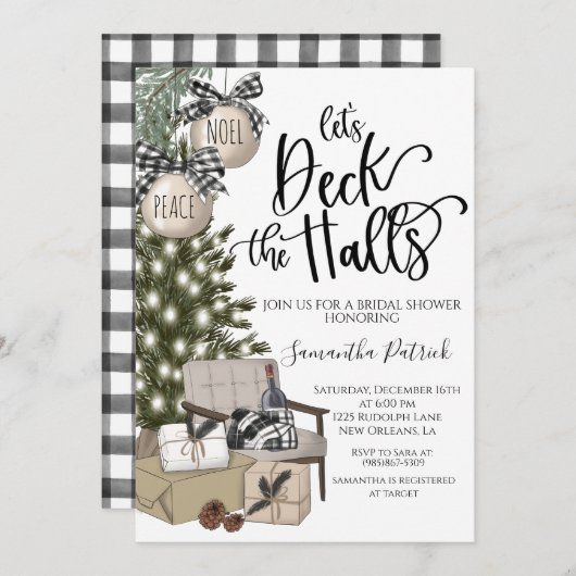 Dek de uitnodiging van de Kerstbridal van de Halls (Voorkant / Achterkant)