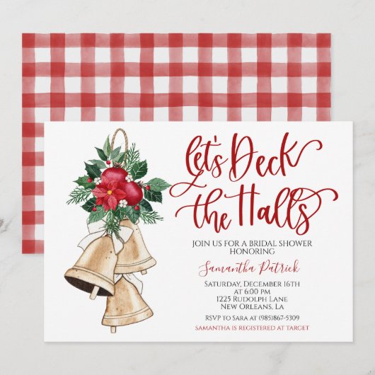 Dek de uitnodiging van de Kerstbridal van de Halls (Voorkant / Achterkant)