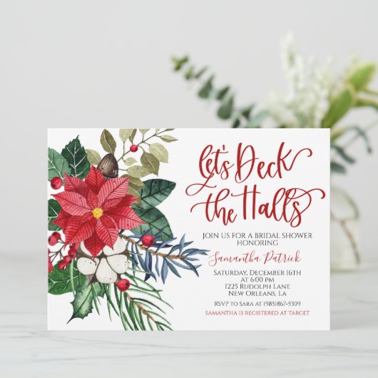 Dek de uitnodiging van de Kerstbridal van de Halls (Staand voorkant)