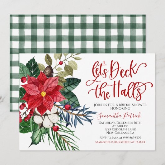 Dek de uitnodiging van de Kerstbridal van de Halls (Voorkant / Achterkant)