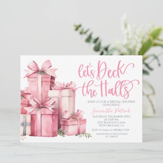 Dek de uitnodiging van de Kerstbridal van de Halls (Staand voorkant)