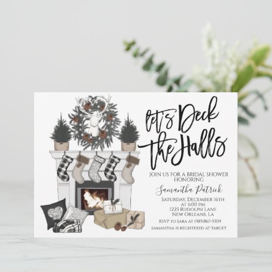 Dek de uitnodiging van de Kerstbridal van de Halls (Staand voorkant)