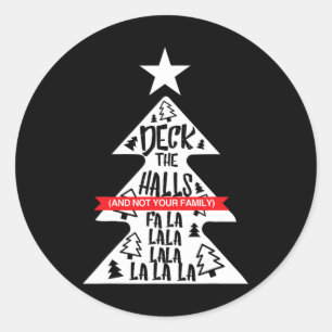 Dek de zalen en niet je familie grappige kerst ronde sticker