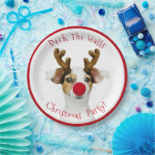 Dek de zalen, grappige hond, kerstfeest papieren bordje (Feest)